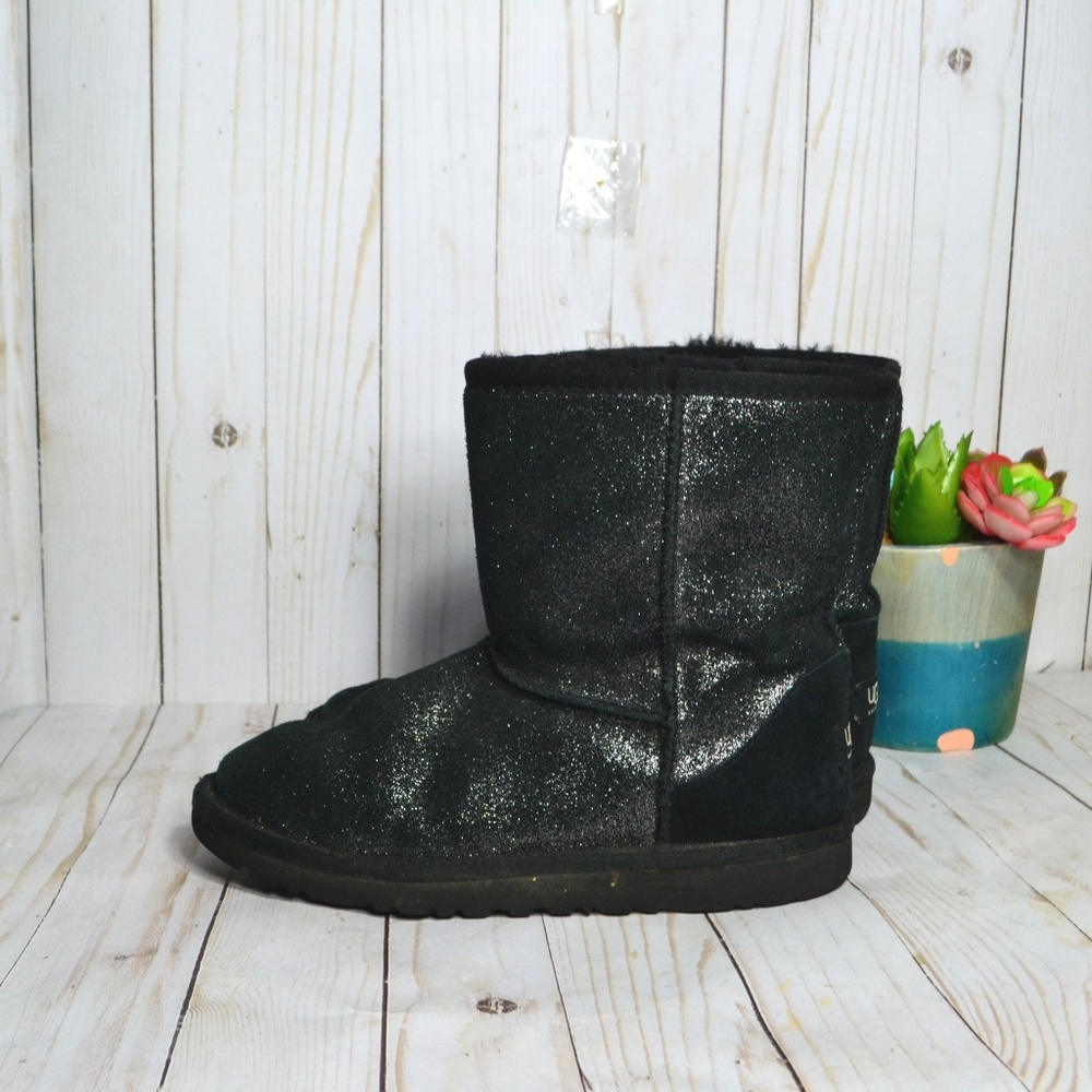UGG Sparkle Black Metallic Classic Short Boots